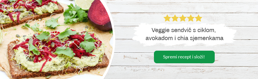 Encianov zdrav recept - veggie sendvič iz rdeče pese, avokada