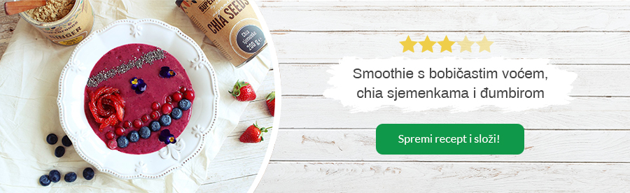 zdrav recept smoothie z jagodičevjem, chia semeni in ingverjem
