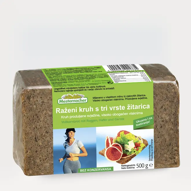 Rženi trajni kruh 3 vrste žit, 500g-0